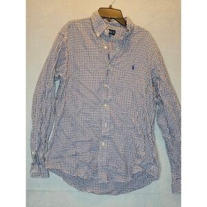 Polo Ralph Lauren Blue Gingham Check Button Down Shirt Custom Fit Mens Medium